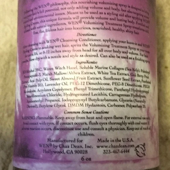NWT, WEN LAVENDER 6oz VOLUMIZING TREATMENT SPRAY. QVC PICS FOR REFERENCE ONLY. - Picture 3 of 6